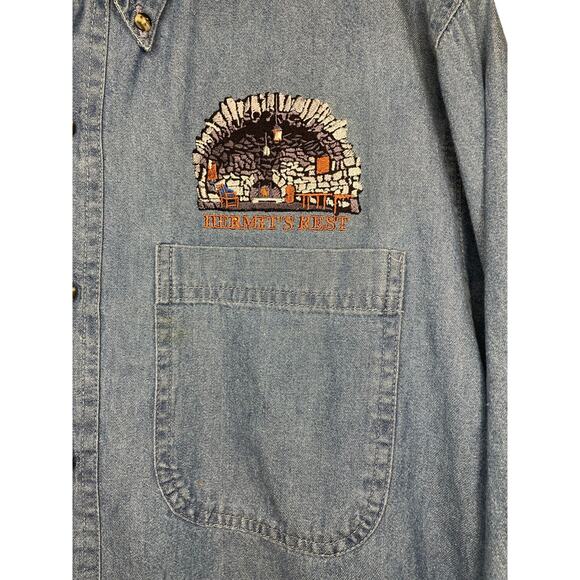 Vintage Fred Harvey Trading Company Embroidered denim button down shirt hermit’s - Picture 2 of 5